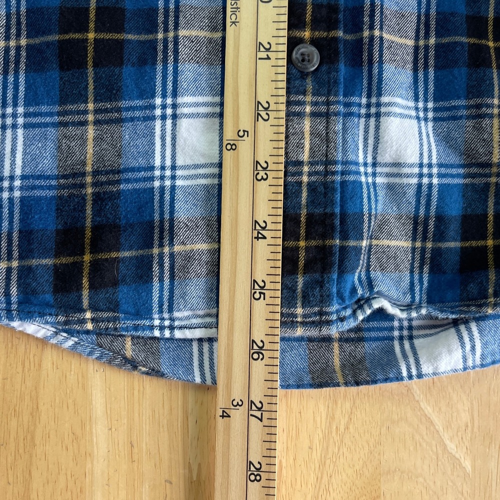 Eddie Bauer Field Flannel Shirt Mens M 100% Cotton Blue Plaid Button Down Soft - Picture 7 of 10